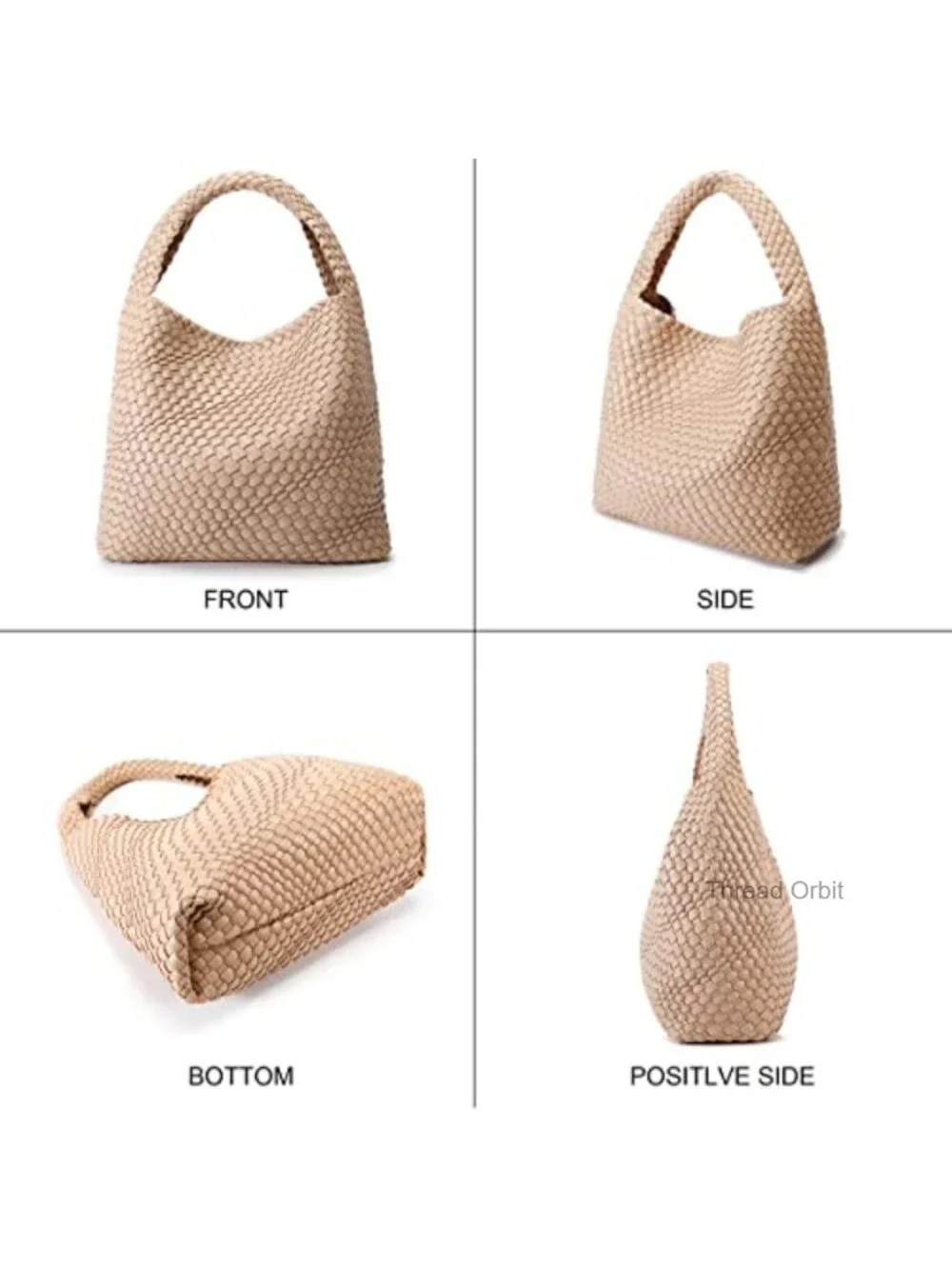 Faux Leather Woven Hobo Bag Top Handle Shoulder Tote Large Capacity